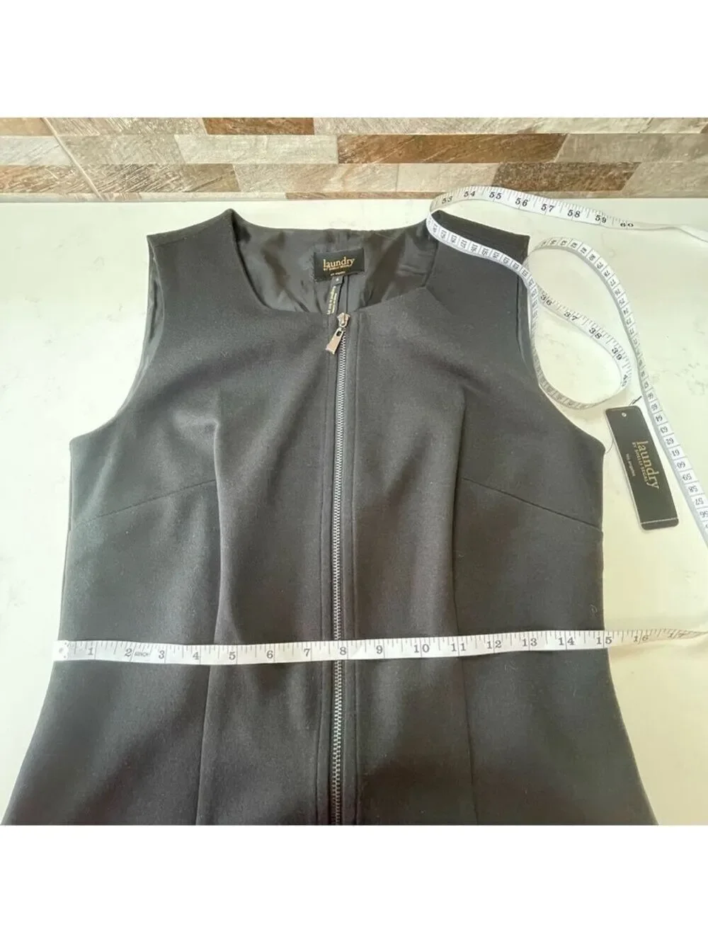 Laundry BY SHELLI SEGAL - Front Zip Black & White Tweed Mix Media Dress Sz 6 - Picture 12 of 16